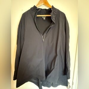 Athleta Black Packable Rain Jacket Lightweight Zip Pullover 2XL